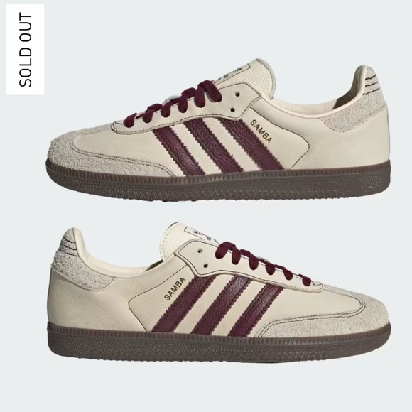 NWT Adidas Samba OG W Cloud White Maroon Size Women's 9 - Picture 5 of 16